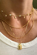 Load image into Gallery viewer, Our Diamond Charm Choker Necklace was made to be layered or stacked with your favorite necklaces. This necklace will add sparkle to your look and will shine at every angle!      925 sterling silver or 925 sterling silver with 14K gold or rose gold plating     Diamonds AAA cubic zirconia     14 inches with 2 inch extender