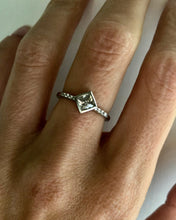 Load image into Gallery viewer, This ring is truly unique. Our Diamond Solitaire Ring adds just the right touch to any outfit for any occasion.      925 sterling silver with 3 layers of rhodium plating     Diamond is AAAA cubic zirconia