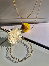 Load image into Gallery viewer, Our Double Layered Classic Chain Necklace is a staple accessory. Wear it on its own for an effortless layered look or paired with your favorite necklace. You can change the look by adding your favorite charm too. Jewelry that is 925 sterling silver with 18K gold plating 16 inches for first layer and 18 inches for the second layer with 2 inch extender