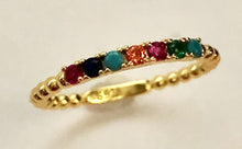 Load image into Gallery viewer, Our Minimalist Dot Rainbow Stone Ring perfect for stacking to add a little extra shine and color. It is still bold enough to be worn alone. Jewelry that is 925 sterling silver with 18K gold plating High quality synthetic stones