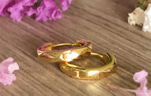 Load image into Gallery viewer, The perfect Minimalist Geometric Huggie Hoop Earrings to go with any look or style. Their unique design adds shine and sophistication. You can wear them alone or stacked with other earrings. They are beautiful either way. Jewelry that is 925 sterling silver or 925 sterling silver with 14K gold plating