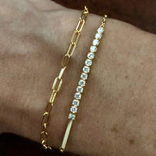 Load image into Gallery viewer, Simple Diamond Chain Bracelet 925 Sterling Silver with platinum or 18K gold plating     Diamonds are AAAA cubic zirconia     Two sizes available 6.5 or 7.5 inches long plus extender