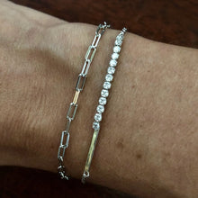 Load image into Gallery viewer, Simple Diamond Chain Bracelet 925 Sterling Silver with platinum or 18K gold plating     Diamonds are AAAA cubic zirconia     Two sizes available 6.5 or 7.5 inches long plus extender