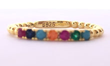 Load image into Gallery viewer, Our Minimalist Dot Rainbow Stone Ring perfect for stacking to add a little extra shine and color. It is still bold enough to be worn alone. Jewelry that is 925 sterling silver with 18K gold plating High quality synthetic stones