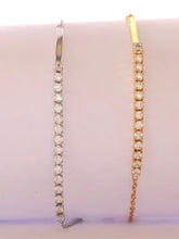 Load image into Gallery viewer, Simple Diamond Chain Bracelet 925 Sterling Silver with platinum or 18K gold plating     Diamonds are AAAA cubic zirconia     Two sizes available 6.5 or 7.5 inches long plus extender