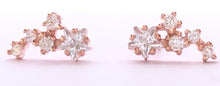Load image into Gallery viewer, Our Diamond Star Cluster Earrings are fun and playful, while still being beautiful and elegant. They can be worn alone or paired with other hoops or studs to create a carefree effortless look.       925 sterling silver with 14K gold or rose gold plating     Diamonds are AAAA cubic zirconia