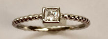 Load image into Gallery viewer, Our Dot Band Square Diamond Ring is another truly unique design. Its beautiful worn alone for a minimalist look but also perfectly designed to stack; it might be the perfect everyday ring. Jewelry that is 925 sterling silver with rhodium or 18K gold plating Diamond is a AAA cubic zirconia
